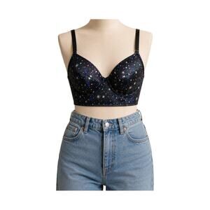 Victoria's Secret Very Sexy Longline Demi 34D Star Print Celestial Y2K